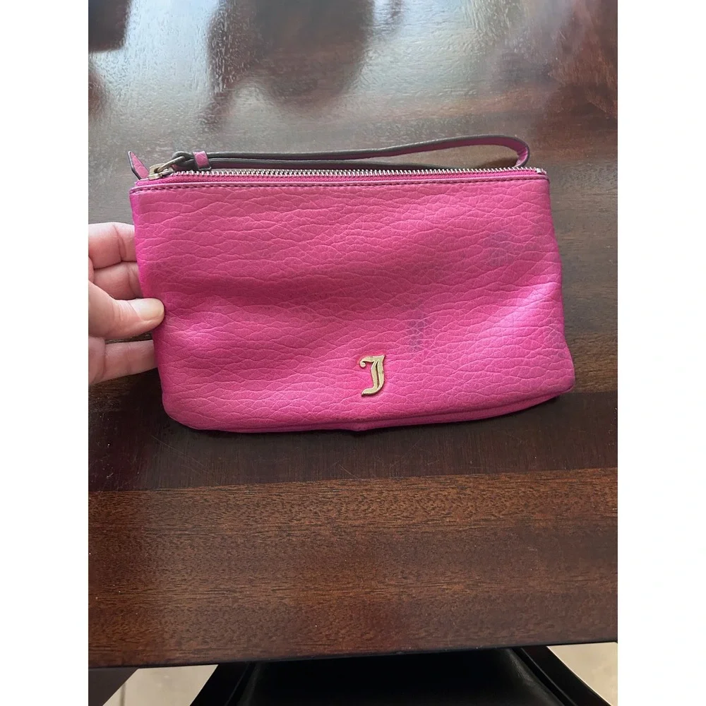 Vintage Juicy Couture Hot Pink Wristlet Clutch Pouch Purse Embellished‎ 